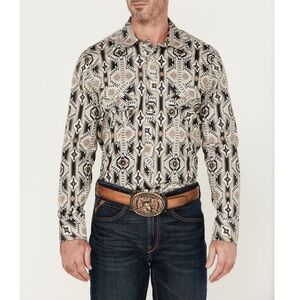 Rock & Roll‎ Denim Southwestern Long Sleeve Pearl Snap Stretch Western Shirt XL